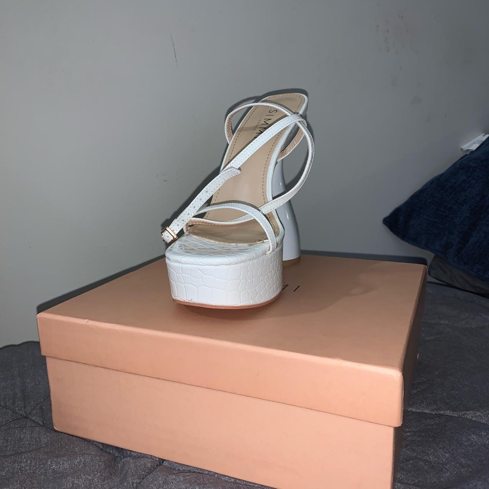 White faux croc simmi London heels